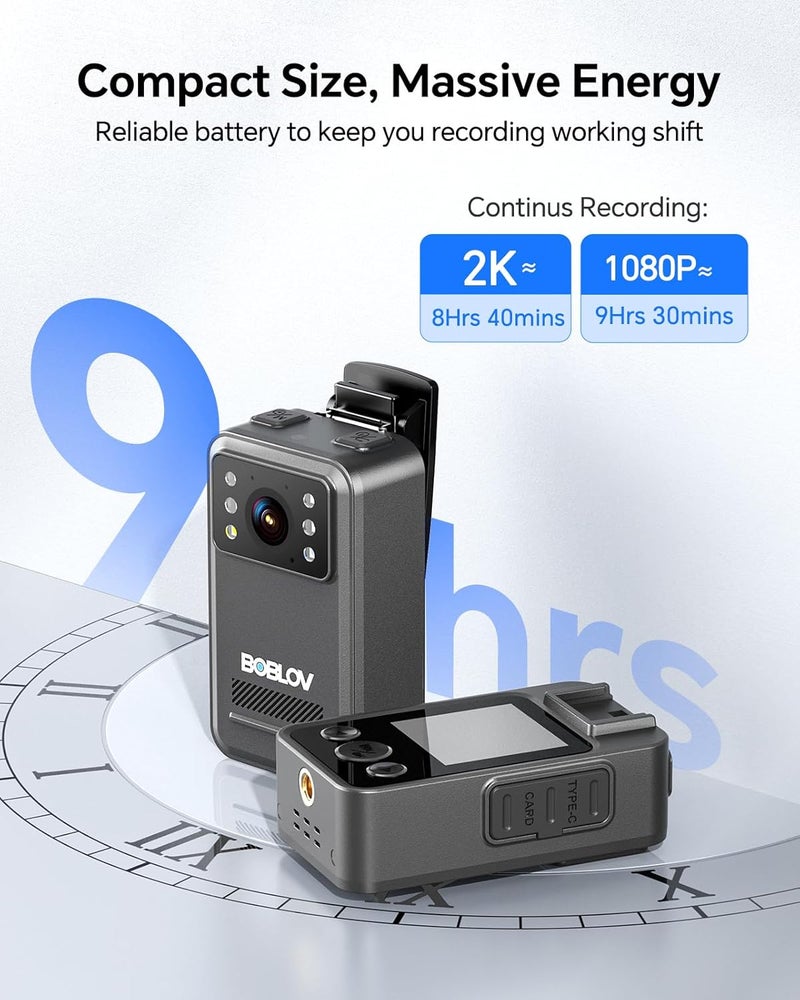 BOBLOV A28 Small Body Camera, Mini Video Camera Camcorder with 2K, 9 Hours Battery Life, with Night Vision, and Bike Mount for On-The-Go Recording, Law Enforcement and Personal Usage(128GB) - Image 3